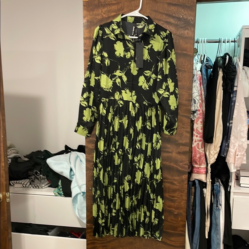 Floral Black and Green Women's Dress